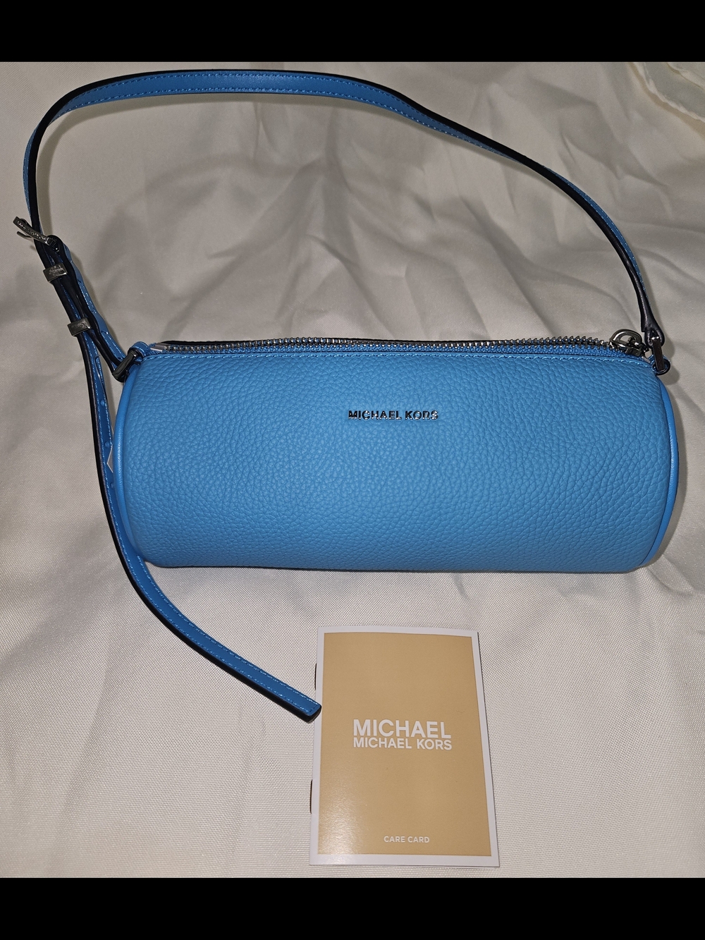 Michael Kors Sky Blue Pebbled Leather Barrel Crossbody